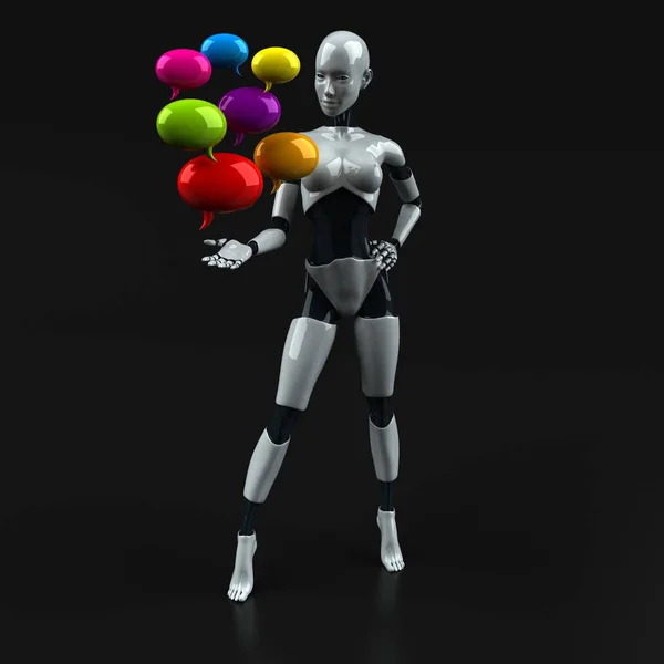 Robot Cartoon Character Bubbles — Stock Photo, Image