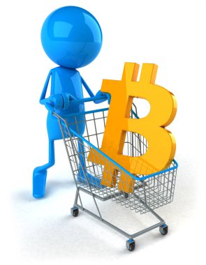 Bitcoin alışveriş, iş - 3d çizim