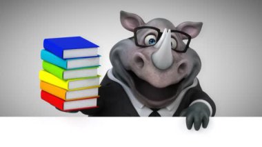 Eğlenceli gergedan Holding - 3d animasyon kitaplar