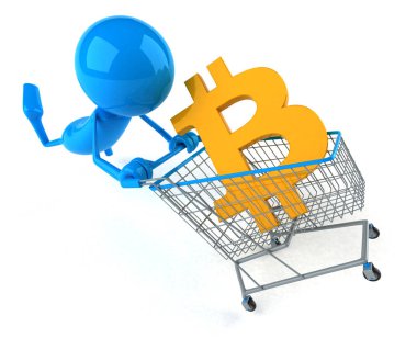 Bitcoin alışveriş, iş - 3d çizim