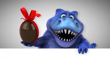 dinozor, komik karikatür karakter holding yumurta - 3d animasyon 