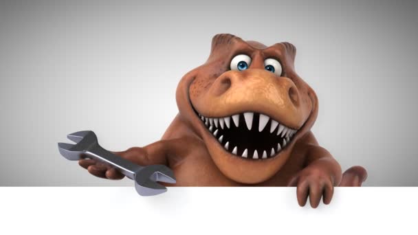 Dinosaurus Vtipné Kreslené Charakter Hospodářství Klíč — Stock video