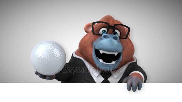 Fun Orangutan Holding Ball Animation — Stok Video