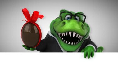 dinozor, komik karikatür karakter holding yumurta - 3d animasyon 