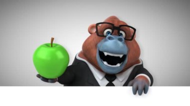 elma - 3d animasyon tutan orangutan çizgi film karakteri eğlenceli 