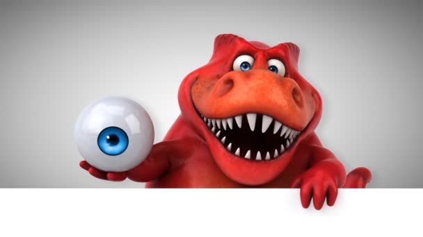 Dinosaur Funny Cartoon Character Holding Eye Animation — Stock Video
