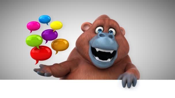 Personagem Desenho Animado Orangotango Segurando Bolhas Animação — Vídeo de Stock