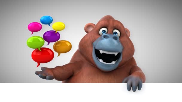 Orang Utan Zeichentrickfigur Mit Blasen Animation — Stockvideo