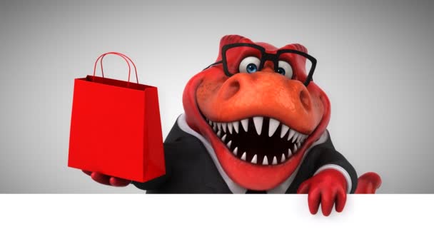 Dinosaur Funny Cartoon Character Bag — Stock Video