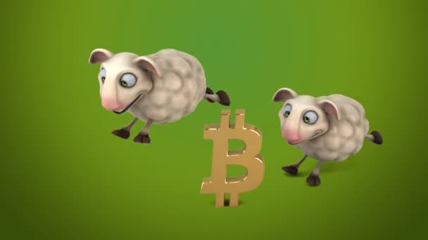 Sheep Jumping Bitcoin Illustration — Stock Video