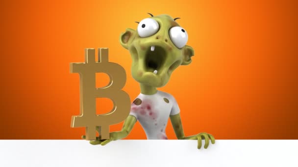 Забавный Зомби Bitcoin Animation — стоковое видео