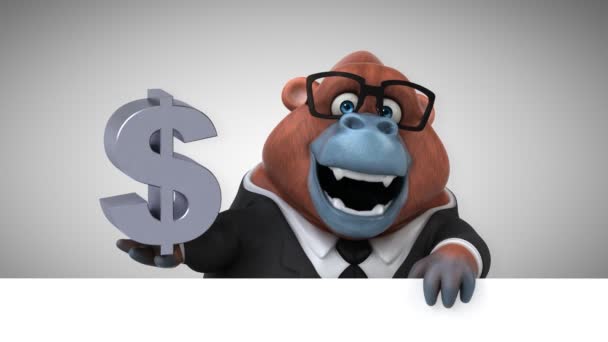 Personagem Desenho Animado Macaco Segurando Dólar Animação — Vídeo de Stock