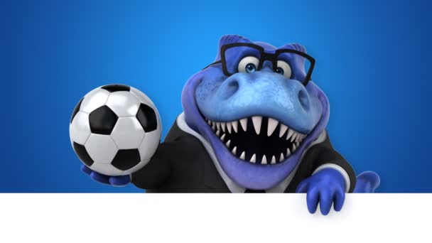 Dinosaurier Lustige Zeichentrickfigur Die Ball Hält Animation — Stockvideo