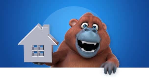 有趣的红毛猩猩控股房子 — 图库视频影像