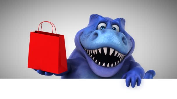 Dinosaur Funny Cartoon Character Bag — Stock Video