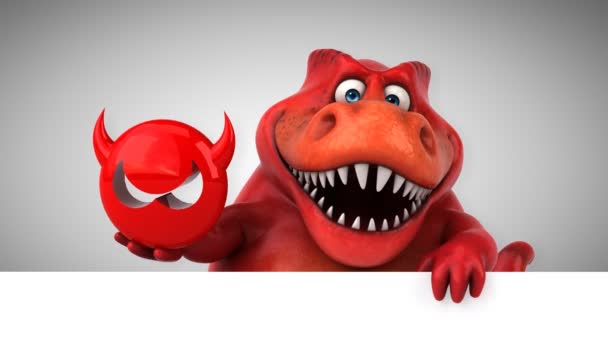 Dinosaurier Lustige Zeichentrickfigur Mit Virenzeichen Animation — Stockvideo