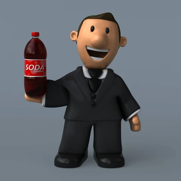 Rolig Tecknad Figur Med Soda Illustration — Stockfoto