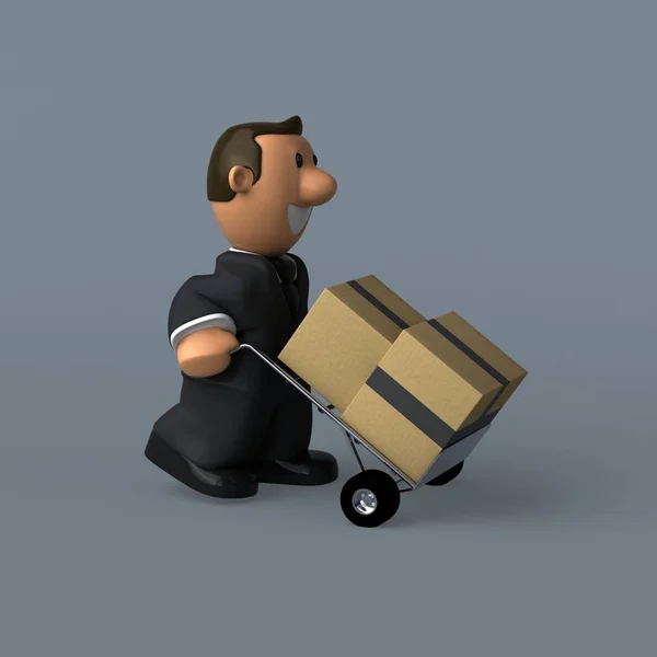 Cartoon Businessman Boxes Illustration — Stock Photo, Image
