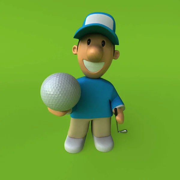 Personagem Desenho Animado Engraçado Com Bola Ilustração — Fotografia de Stock