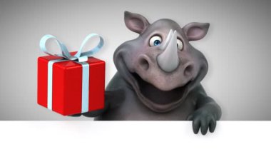 Eğlenceli gergedan Hediyelik - 3d animasyon holding