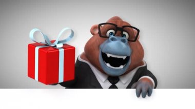 orangutan çizgi film karakteri hediye - 3d animasyon holding 