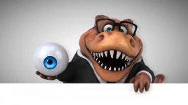 dinozor, komik çizgi film karakteri göz - 3d animasyon holding   