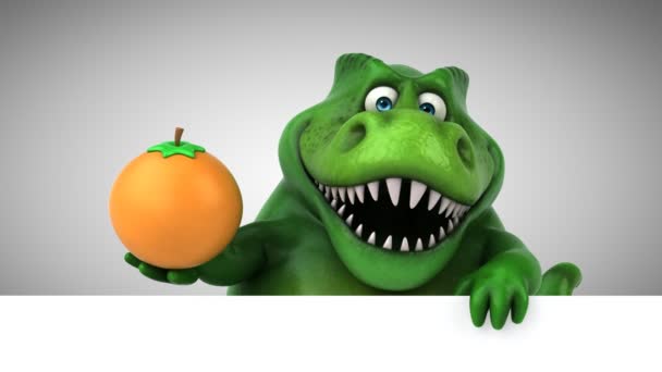 Dinosaurier Lustige Zeichentrickfigur Mit Orange Animation — Stockvideo