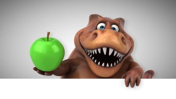Dinossauro Engraçado Personagem Desenho Animado Segurando Gota Animação — Vídeo de Stock