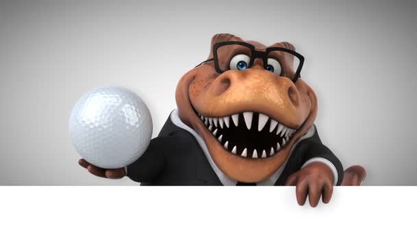 Dinosaurier Lustige Zeichentrickfigur Die Ball Hält Animation — Stockvideo