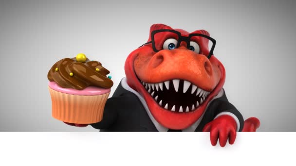 Dinosaure Personnage Dessin Animé Tenant Cupcake Animation — Video