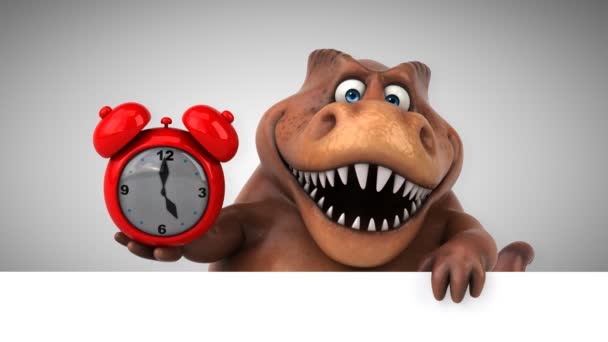 Dinosaure Personnage Dessin Animé Drôle Avec Horloge — Video