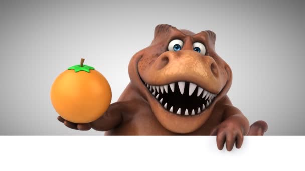 Dinosaur Cartoon Character Holding Fruits Vegetables Animation — Stock Video  © julos #182577194