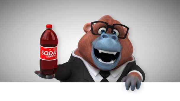 Zábava Orangutan Drží Soda Animace — Stock video