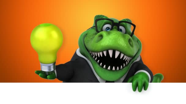Dinosaure Personnage Dessin Animé Drôle Tenant Ampoule Animation — Video