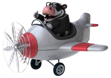 komik çizgi film karakteri uçakta - 3d çizim