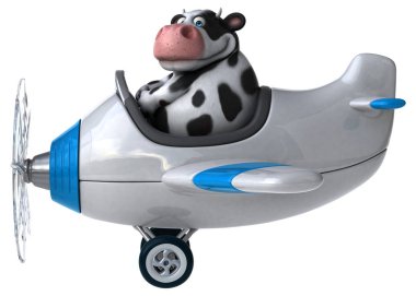 komik çizgi film karakteri uçakta - 3d çizim