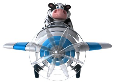 komik çizgi film karakteri uçakta - 3d çizim