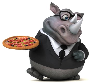 Pizza - 3d çizim ile eğlenceli çizgi film karakteri