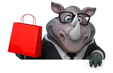 Eğlenceli çizgi film karakteri ile çanta - 3d çizim