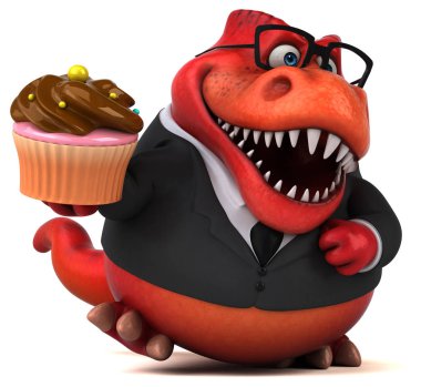 Komik karikatür karakter ile cupcake - 3d çizim