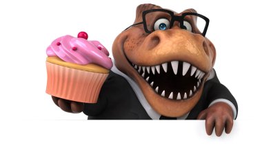 Komik karikatür karakter ile cupcake - 3d çizim