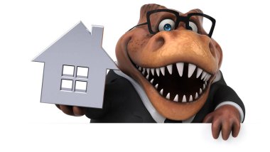 Eğlenceli çizgi film karakteri ile ev - 3d çizim