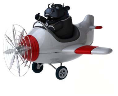 komik çizgi film karakteri uçakta - 3d çizim