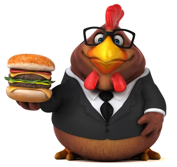 Legrační Karikatura Znak Hamburger Ilustrace — Stock fotografie