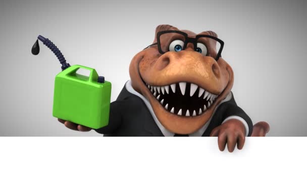 Dinosaurio Divertido Personaje Dibujos Animados Celebración Aceite Animación — Vídeo de stock