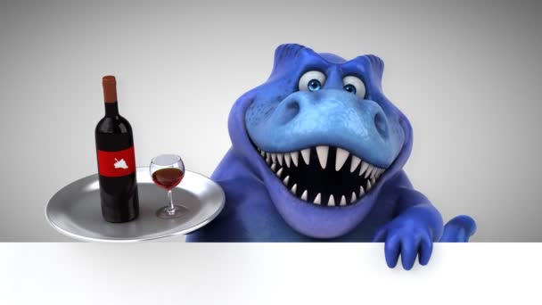 Dinosaure Personnage Dessin Animé Amusant Avec Vin Animation — Video