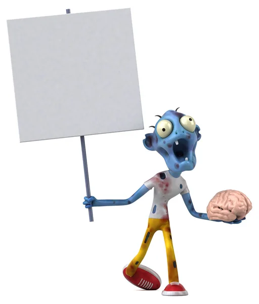 Divertente Personaggio Dei Cartoni Animati Con Cervello Illustrazione — Foto Stock