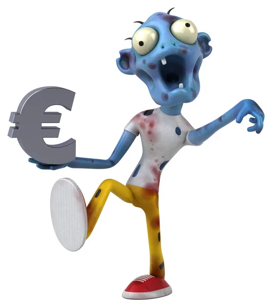 Grappig Stripfiguur Met Euro Illustratie — Stockfoto