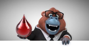 Damla, goril - 3d çizim ile eğlenceli çizgi film karakteri