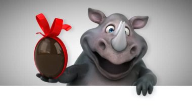 Eğlenceli gergedan Paskalya yortusu yumurta - animasyon holding